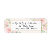 Elegant Gold Script Botanische Roze Roze in Greene Etiket (Voorkant)