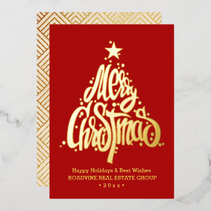 Elegant Gold Script Business Kerstmis Folie Feestdagenkaart