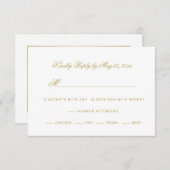 Elegant Gold Script Calligraphy on White Wedding RSVP Kaartje (Voorkant / Achterkant)