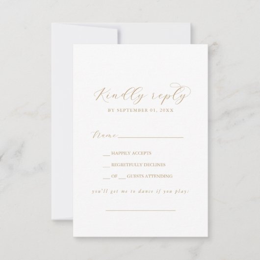 Elegant Gold Script Chanson Demande Carte RSVP (Devant)