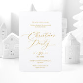 Elegant Gold Script Christmas Party Invitation Kaart