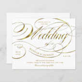 Elegant Gold Script Curved Text Wedding Invitation (Voorkant / Achterkant)