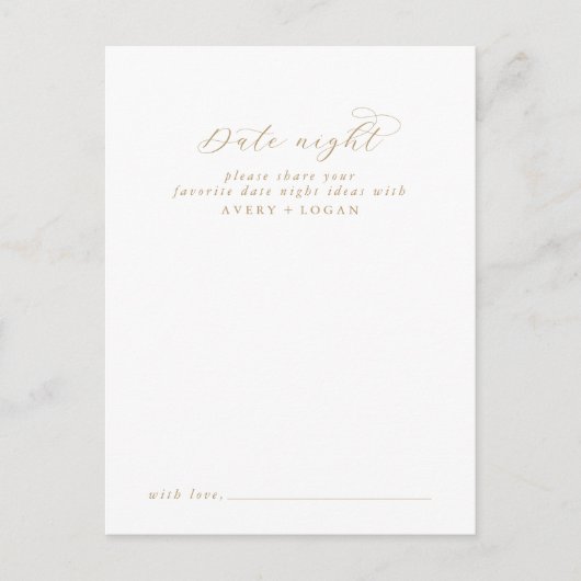 Elegant Gold Script Date Night Idea Carte Conseil (Devant)