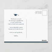 Elegant Gold Script Dusty Blue AFSTUDEERDER Hartel Briefkaart (Achterkant)