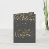 Elegant Gold Script en Confetti Black Kerstmis Feestdagen Kaart (Voorkant)
