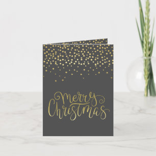 Elegant Gold Script en Confetti Black Kerstmis Feestdagen Kaart