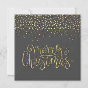 Elegant Gold Script en Confetti Black Kerstmis Feestdagenkaart
