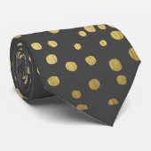 Elegant Gold Script en Confetti Black Kerstmis Stropdas (Opgerold)