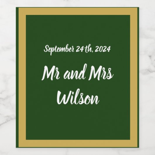 Elegant Gold Script en Lijst op groene wijnlabels Wijn Etiket (Enkel label)
