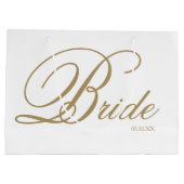 Elegant Gold Script en White Bride Large Gift Bag Groot Cadeauzakje (Achterkant)