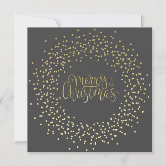 Elegant Gold Script en Wreater Black Kerstmis Feestdagenkaart (Voorkant)