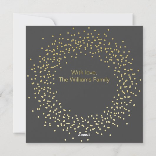 Elegant Gold Script en Wreater Black Kerstmis Feestdagenkaart (Achterkant)