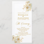 Élégant Gold Script Floral Wedding Programme (Devant / Derrière)