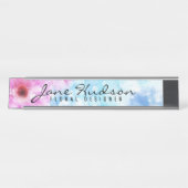 Elegant Gold Script Flower Modern Desk Name Bord Bureau Naambordje (Voorkant)