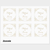 Elegant Gold Script Foliage Weddenschap Vierkante Sticker (Vel)