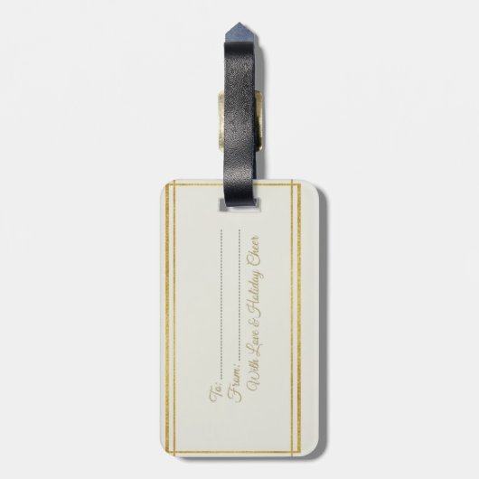 Elegant Gold Script "From Our Home to Yours" Holid Bagagelabel (Achterkant verticaal)