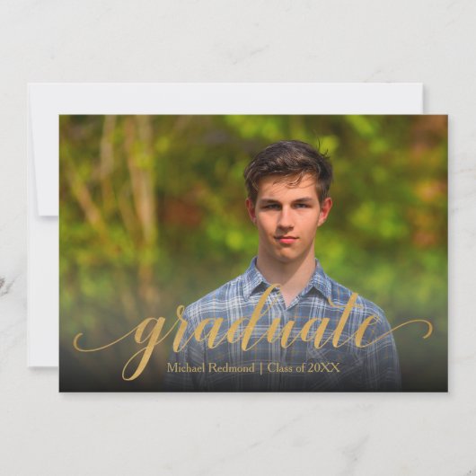 Elégant Gold Script Graduation Party Invitations (Devant)