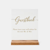 Elegant Gold Script Guestbook Acrylic Wedding Sign Acryl Bord (Voorkant)