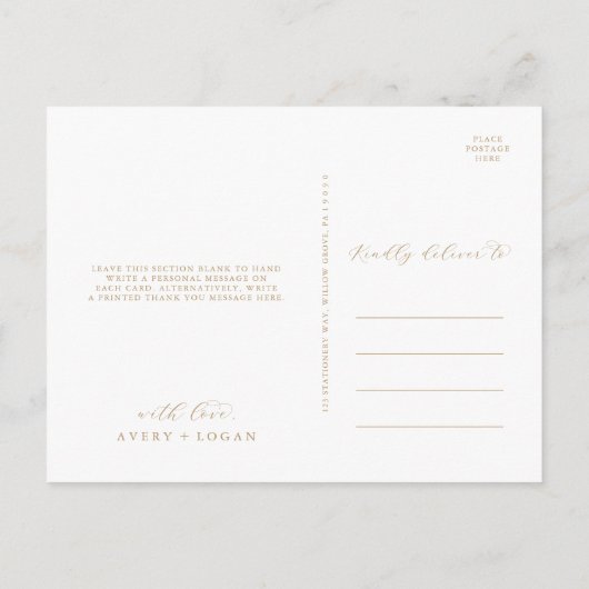 Elegant Gold Script Hartelijk dank Briefkaart (Achterkant)