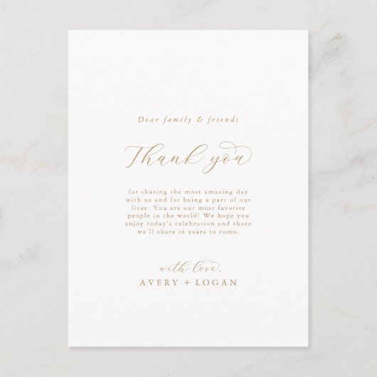 Elegant Gold Script Hartelijk dank voor uw Kaart v (Voorkant)