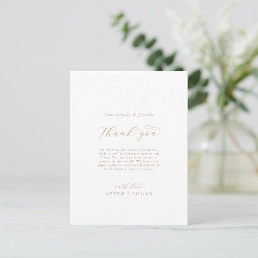 Elegant Gold Script Hartelijk dank voor uw Kaart v (Staand voorkant)