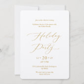 Elegant Gold Script Holiday Party Invitation Kaart (Voorkant)