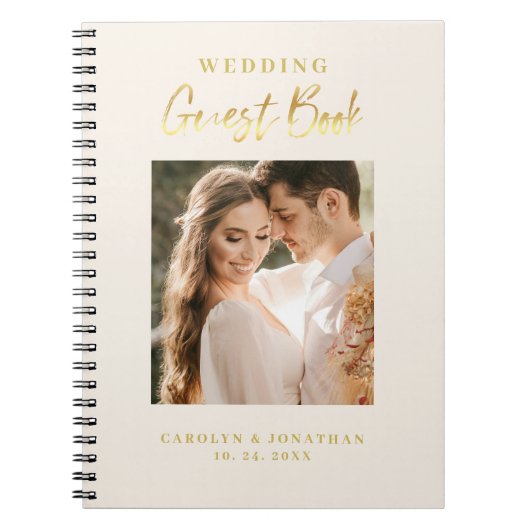 Elegant Gold Script Ivory Wedding Guestbook Notitieboek (Voorkant)