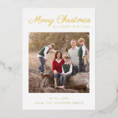 Elegant Gold Script-kerstfoto-feestdag Kaart (Voorkant)