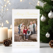 Elegant Gold Script-kerstfoto-feestdag Kaart