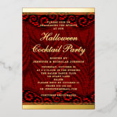 Elegant Gold Script Lace Halloween Cocktail Party Folie Uitnodiging (Voorkant)