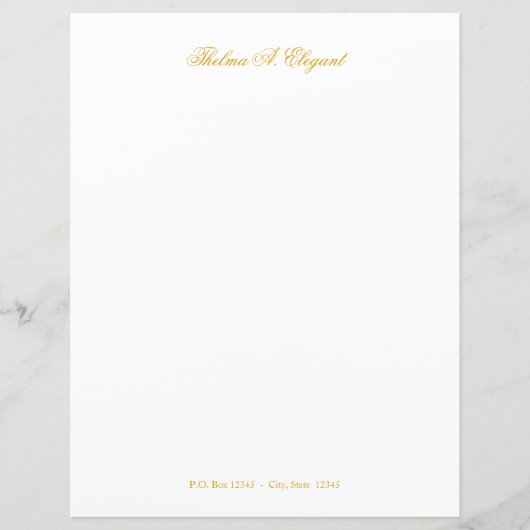 Elegant Gold Script Letter Briefpapier papier (Voorkant)