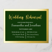 Elegant Gold Script Lijst op Green Rehearal Kaart (Voorkant)