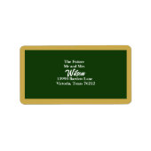 Elegant Gold Script-Lijst op groen retouradres Etiket (Voorkant)