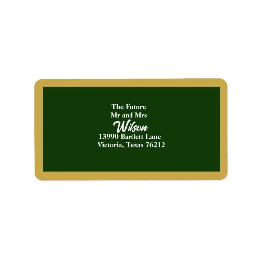 Elegant Gold Script-Lijst op groen retouradres Etiket (Voorkant)