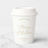 Elegant Gold Script “Merry Christmas” Papieren Bekers (Achterkant)