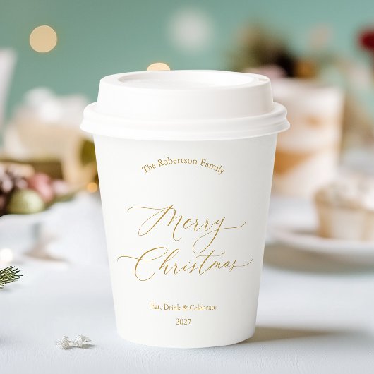 Elegant Gold Script “Merry Christmas” Papieren Bekers