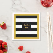 Elegant Gold Script met zwarte en witte strepen Servet (Insitu)
