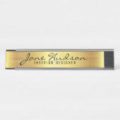 Élégant Gold Script Modern Desk Nom Plaque (Devant)