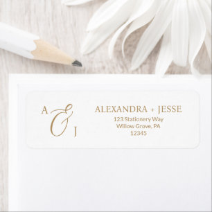 Elegant Gold Script Monogram Etiket