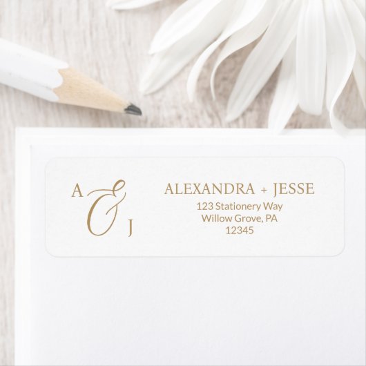 Elegant Gold Script Monogram Etiket (Insitu)