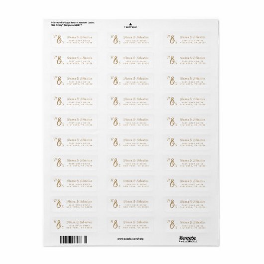 Elegant Gold Script Monogram Etiket (Full Sheet)