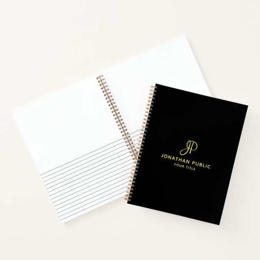 Elegant Gold Script Monogram Initiaal Business Notitieboek (Binnen)
