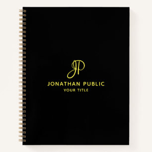 Elegant Gold Script Monogram Initiaal Business Notitieboek