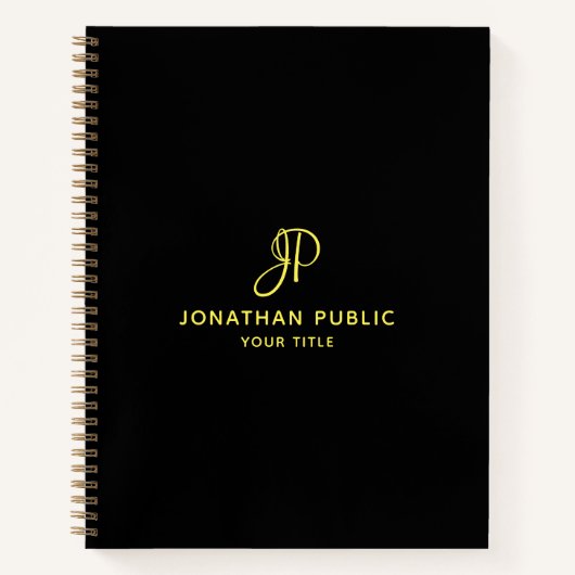 Elegant Gold Script Monogram Initiaal Business Notitieboek (Voorkant)