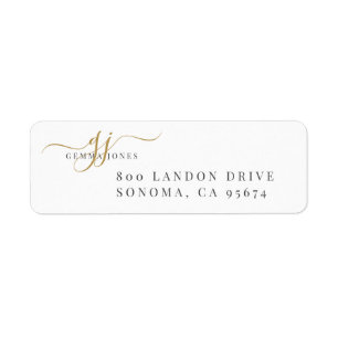 Elegant Gold Script Monogram Initialen minimalisti Etiket