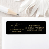 Elegant Gold Script Monogram Return Address Etiket (Insitu)