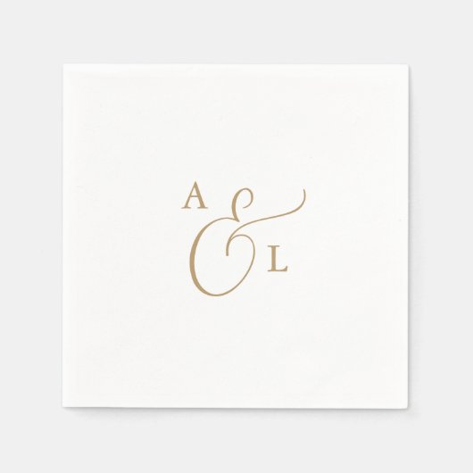 Elegant Gold Script Monogram Weddenschap Napkins Servet (Voorkant)