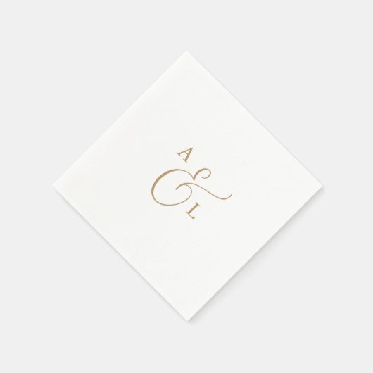 Elegant Gold Script Monogram Weddenschap Napkins Servet (Hoek)