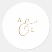Elegant Gold Script Monogram Wedding Envelope Seal Ronde Sticker (Voorkant)