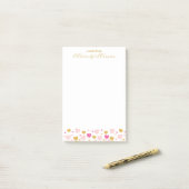 Elegant Gold Script Naam | Waterverf Hearts Post-it® Notes (Op bureau)